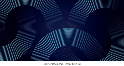 Blue abstract background with glowing circles. Swirl circular lines pattern. Geometric spiral. Twirl element. Modern graphic design. Futuristic technology concept.