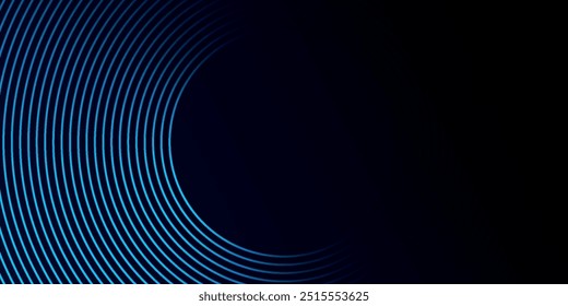 Blue abstract background with glowing circles. Swirl circular lines pattern. Geometric spiral. Twirl element. Modern graphic desi	
