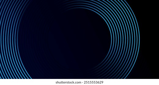 Fondo abstracto azul con círculos brillantes. Patrón de líneas circulares. Espiral geométrica. Elemento giratorio. Diseño gráfico moderno	
