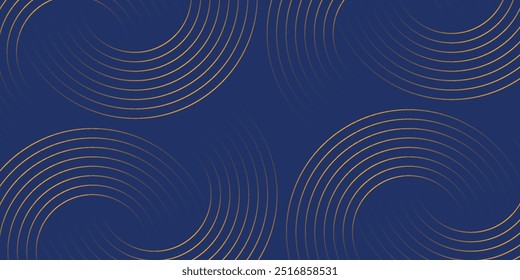 Blue abstract background with glowing circles. Swirl circular lines pattern. Geometric spiral. Twirl element. Modern graphic design. Futuristic technology