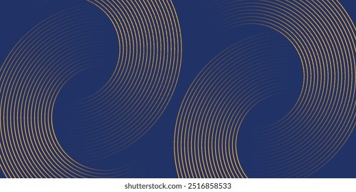 Blue abstract background with glowing circles. Swirl circular lines pattern. Geometric spiral. Twirl element. Modern graphic design. Futuristic technology