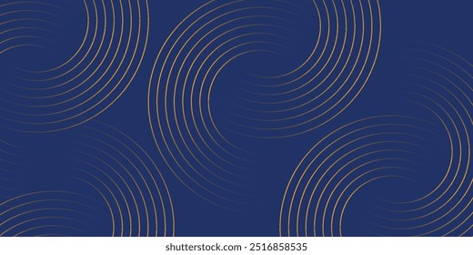 Blue abstract background with glowing circles. Swirl circular lines pattern. Geometric spiral. Twirl element. Modern graphic design. Futuristic technology