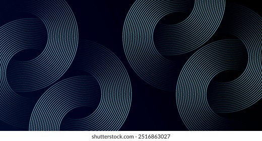 Blue abstract background with glowing circles. Swirl circular lines pattern. Geometric spiral. Twirl element. Modern graphic desi	
