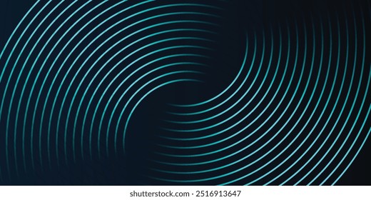 Blue abstract background with glowing circles. Swirl circular lines pattern. Geometric spiral. Twirl elements. Modern graphic design. Futuristic technology concept. eps 10