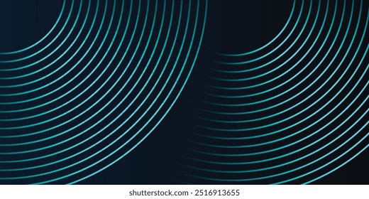 Fundo abstrato azul com círculos brilhantes. Padrão de linhas circulares giratórias. Espiral geométrica. Torcer elementos. Design gráfico moderno. Conceito de tecnologia futurista. eps 10