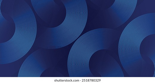 Blauer abstrakter Hintergrund mit leuchtenden Kreisen. Kreisförmiges Linienmuster drehen. Geometrische Spirale. Drallelement. Moderne grafische Darstellungen