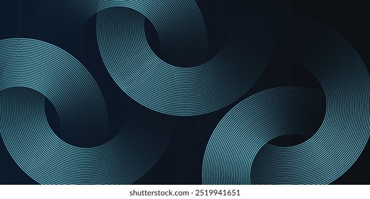 Fondo abstracto azul con círculos brillantes. Patrón de líneas circulares. Espiral geométrica. Girar Elementos. Diseño gráfico moderno. Concepto de tecnología futurista. eps 10