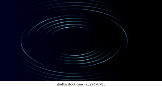 Blue abstract background with glowing circles. Swirl circular lines pattern. Geometric spiral. Twirl element. Modern graphic design. Futuristic technology
