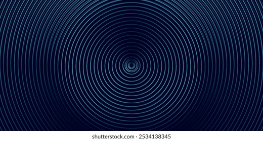 Blue abstract background with glowing circles. Swirl circular lines pattern. Geometric spiral. Twirl element. Modern graphic design. Futuristic technology concept.