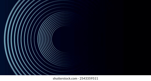 Blue abstract background with glowing circles. Swirl circular lines pattern. Geometric spiral. Twirl element. Modern graphic design. Futuristic technology