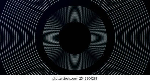 Blue abstract background with glowing circles. Swirl circular lines pattern. Geometric spiral. Twirl element. Modern graphic design. Futuristic technology