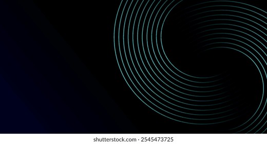 Fondo abstracto azul con círculos brillantes. Patrón de líneas circulares. Espiral geométrica. Elemento giratorio. Diseño gráfico moderno