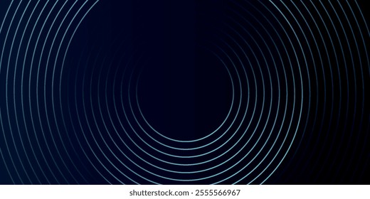 Blue abstract background with glowing circles. Swirl circular lines pattern. Geometric spiral. Twirl element. Modern graphic design. Futuristic technology concept.