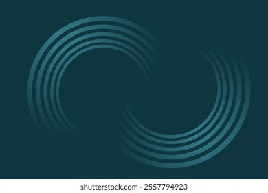 Blue abstract background with glowing circles. Swirl circular lines pattern. Geometric spiral. Twirl element. Modern graphic design. Futuristic technology concept.