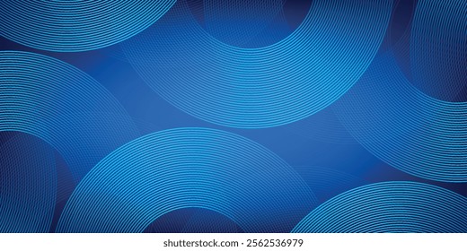 Blue abstract background with glowing circles. Swirl circular lines pattern. Geometric spiral. Twirl element. Modern graphic design. Futuristic technology