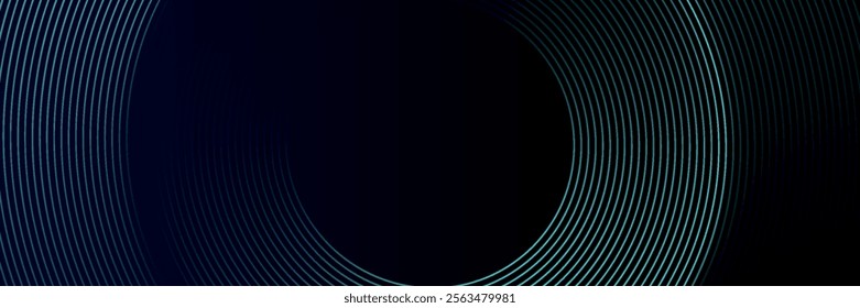 Blue abstract background with glowing circles. Swirl circular lines pattern. Geometric spiral. Twirl element. Modern graphic desi