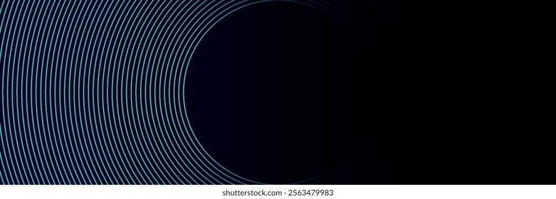 Blue abstract background with glowing circles. Swirl circular lines pattern. Geometric spiral. Twirl element. Modern graphic desi