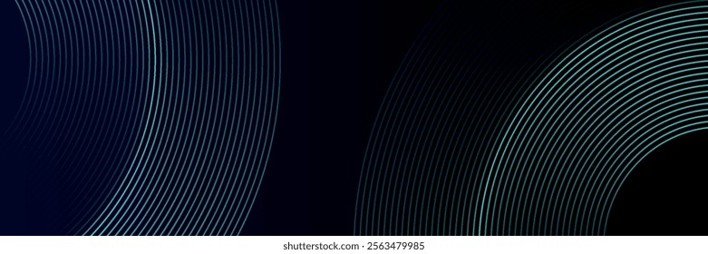 Blue abstract background with glowing circles. Swirl circular lines pattern. Geometric spiral. Twirl element. Modern graphic desi