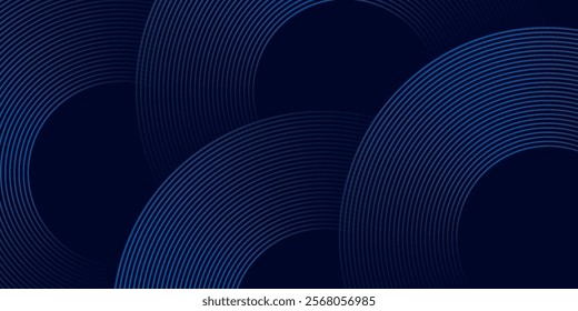 Blue abstract background with glowing circles. Swirl circular lines pattern. Geometric spiral. Twirl element. Modern graphic desi