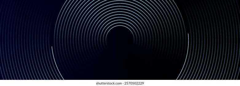 Blue abstract background with glowing circles. Swirl circular lines pattern. Geometric spiral. Twirl element. Modern graphic design. Futuristic technology concept. circle vector ilustration