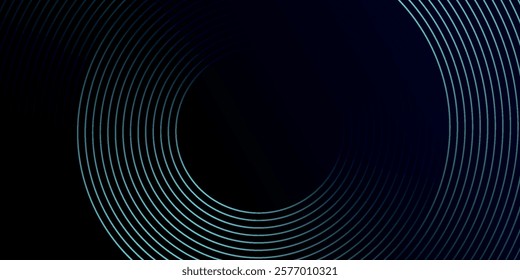 Blue abstract background with glowing circles. Swirl circular lines pattern. Geometric spiral. Twirl element. Modern graphic desi