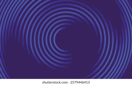 Blue abstract background with glowing circles. Swirl circular lines pattern. Geometric spiral. Twirl element. Modern graphic design. Futuristic technology concept. Vector illustration