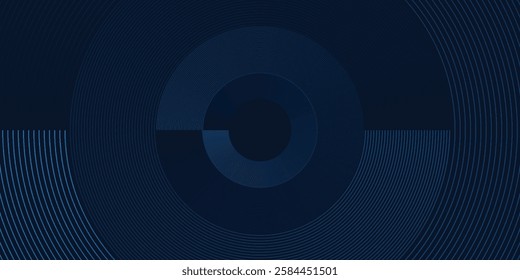 Blue abstract background with glowing circles. Swirl circular lines pattern. Geometric spiral. Twirl element. Modern graphic design