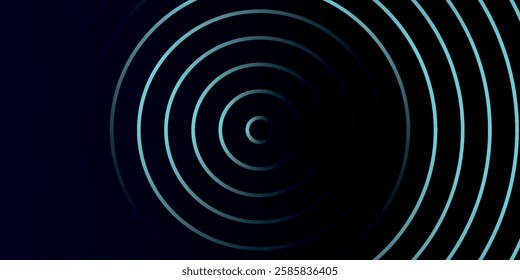 Blue abstract background with glowing circles. Swirl circular lines pattern. Geometric spiral. Twirl element. Modern graphic desi	