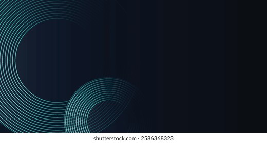 Blue abstract background with glowing circles. Swirl circular lines pattern. Geometric spiral. Twirl element. Modern graphic design. Futuristic technology concept.