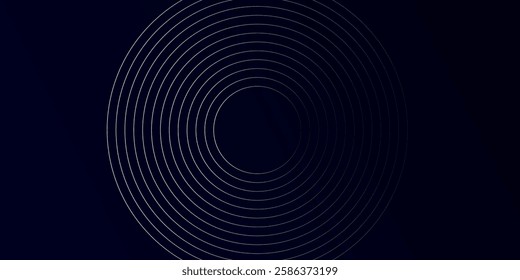 Blue abstract background with glowing circles. Swirl circular lines pattern. Geometric spiral. Twirl element. Modern graphic design. Futuristic technology