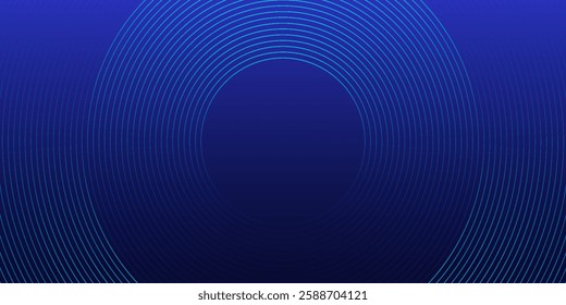 Blue abstract background with glowing circles. Swirl circular lines pattern. Geometric spiral. Twirl element. Modern graphic desi	
