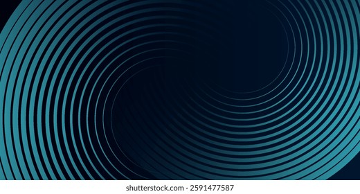 Blue abstract background with glowing circles. Swirl circular lines pattern. Geometric spiral. Twirl element. Modern graphic design. Futuristic technology concept.