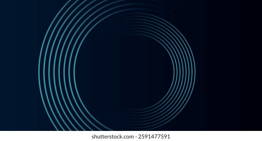 Blue abstract background with glowing circles. Swirl circular lines pattern. Geometric spiral. Twirl element. Modern graphic design. Futuristic technology concept.