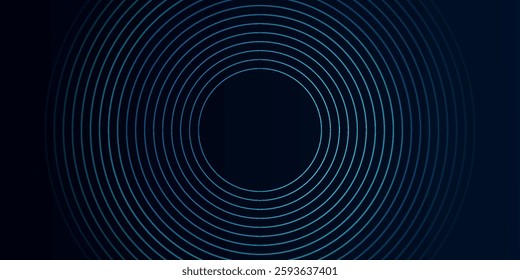 Blue abstract background with glowing circles. Swirl circular lines pattern. Geometric spiral. Twirl element. Modern graphic design