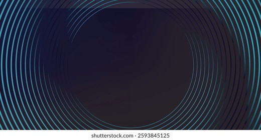 Blue abstract background with glowing circles. Swirl circular lines pattern. Geometric spiral. Twirl element. Modern graphic design. Futuristic technology concept. circle vector ilustration
