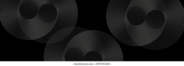 Blue abstract background with glowing circles. Swirl circular lines pattern. Geometric spiral. Twirl element. Modern graphic desi	