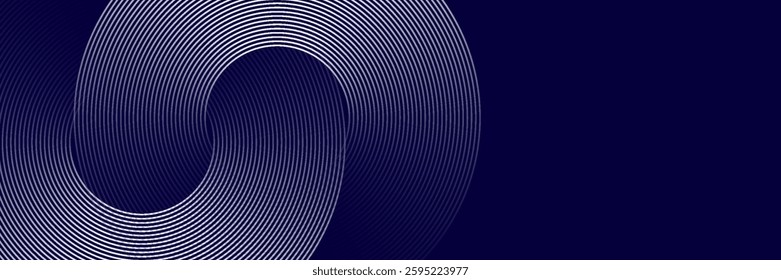 Blue abstract background with glowing circles. Swirl circular lines pattern. Geometric spiral. Twirl element. Modern graphic desi	