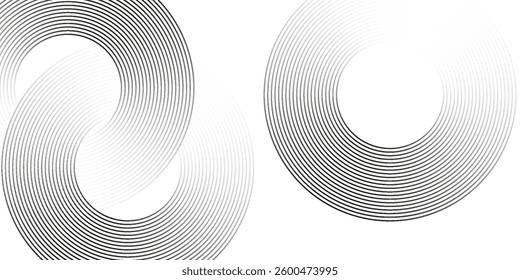 Blue abstract background with glowing circles. Swirl circular lines pattern. Geometric spiral. Twirl element. Modern graphic design. Futuristic technology concept.