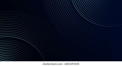 Blue abstract background with glowing circles. Swirl circular lines pattern. Geometric spiral. Twirl element. Modern graphic design. Futuristic technology concept.