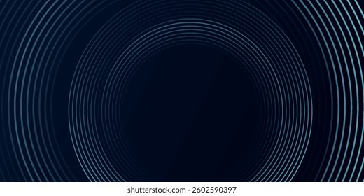 Blue abstract background with glowing circles. Swirl circular lines pattern. Geometric spiral. Twirl element. Modern graphic design. Futuristic technology concept.