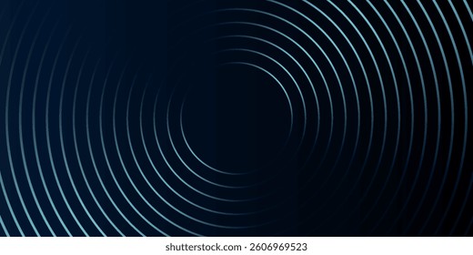 Blue abstract background with glowing circles. Swirl circular lines pattern. Geometric spiral. Twirl element. Modern graphic design. Futuristic technology concept.