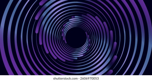 Blue abstract background with glowing circles. Swirl circular lines pattern. Geometric spiral. Twirl element. Modern graphic design. Futuristic technology concept.