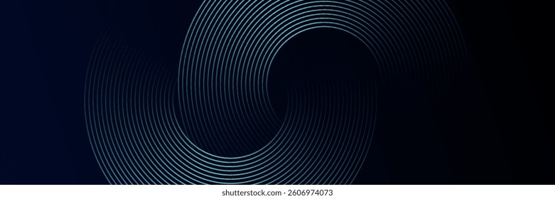 Blue abstract background with glowing circles. Swirl circular lines pattern. Geometric spiral. Twirl element. Modern graphic desi. eps 10
