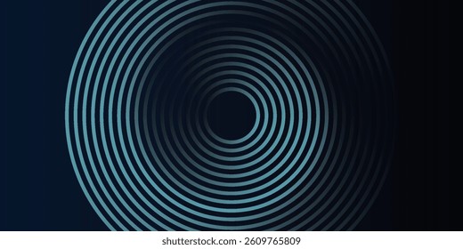 Blue abstract background with glowing circles. Swirl circular lines pattern. Geometric spiral. Twirl element. Modern graphic design. Futuristic technology concept.