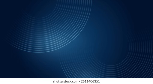 Blue abstract background with glowing circles and swirling spiral lines. Modern geometric twirl pattern design ideal for posters, banners, and presentations.