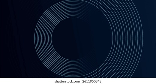 Blue abstract background with glowing circles. Swirl circular lines pattern. Geometric spiral. Twirl element. Modern graphic design. Futuristic technology concept.