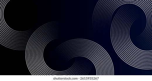 Blue abstract background with glowing circles. Swirl circular lines pattern. Geometric spiral. Twirl element. Modern graphic design. Futuristic technology concept vector eps10