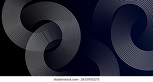 Blue abstract background with glowing circles. Swirl circular lines pattern. Geometric spiral. Twirl element. Modern graphic design. Futuristic technology concept vector eps10