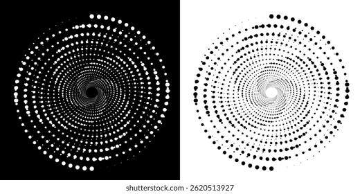 Blue abstract background with glowing circles. Swirl circular lines pattern. Geometric spiral. Twirl element. Modern graphic design. Futuristic technology concept.
