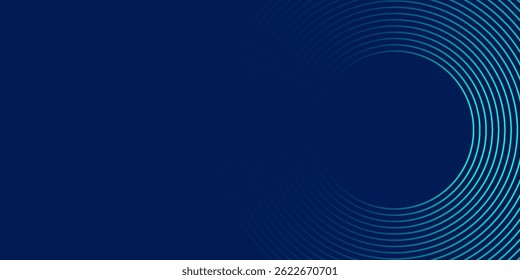 Blue abstract background with glowing circles. Swirl circular lines pattern. Geometric spiral. Twirl element. Modern graphic design. Futuristic technology concept